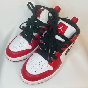 Red white and black Jordan 1 preschool size 11c.